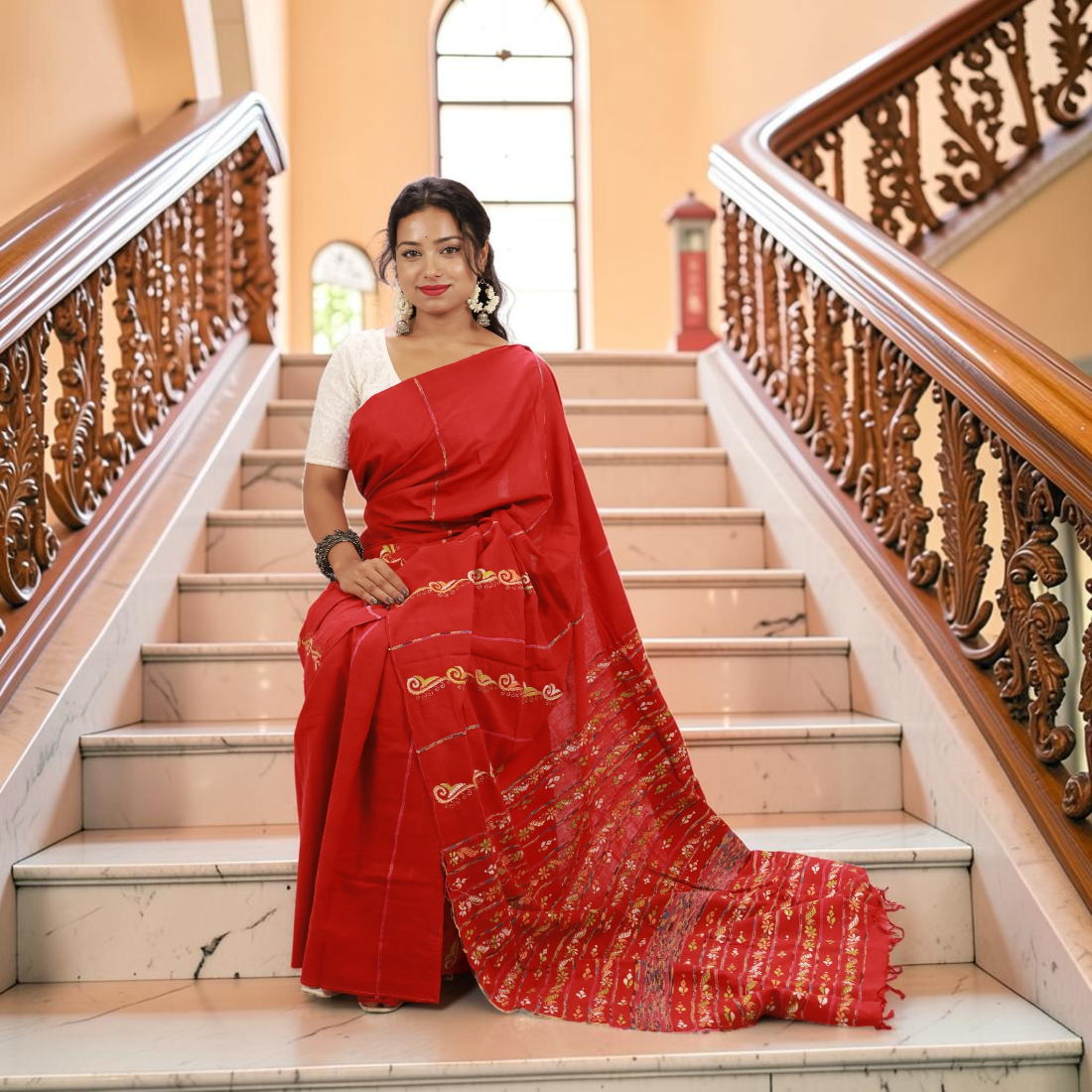 Rangriti Artisan Hand Khesh Cotton Saree - Authentic Handcrafted Saree | Art Angan