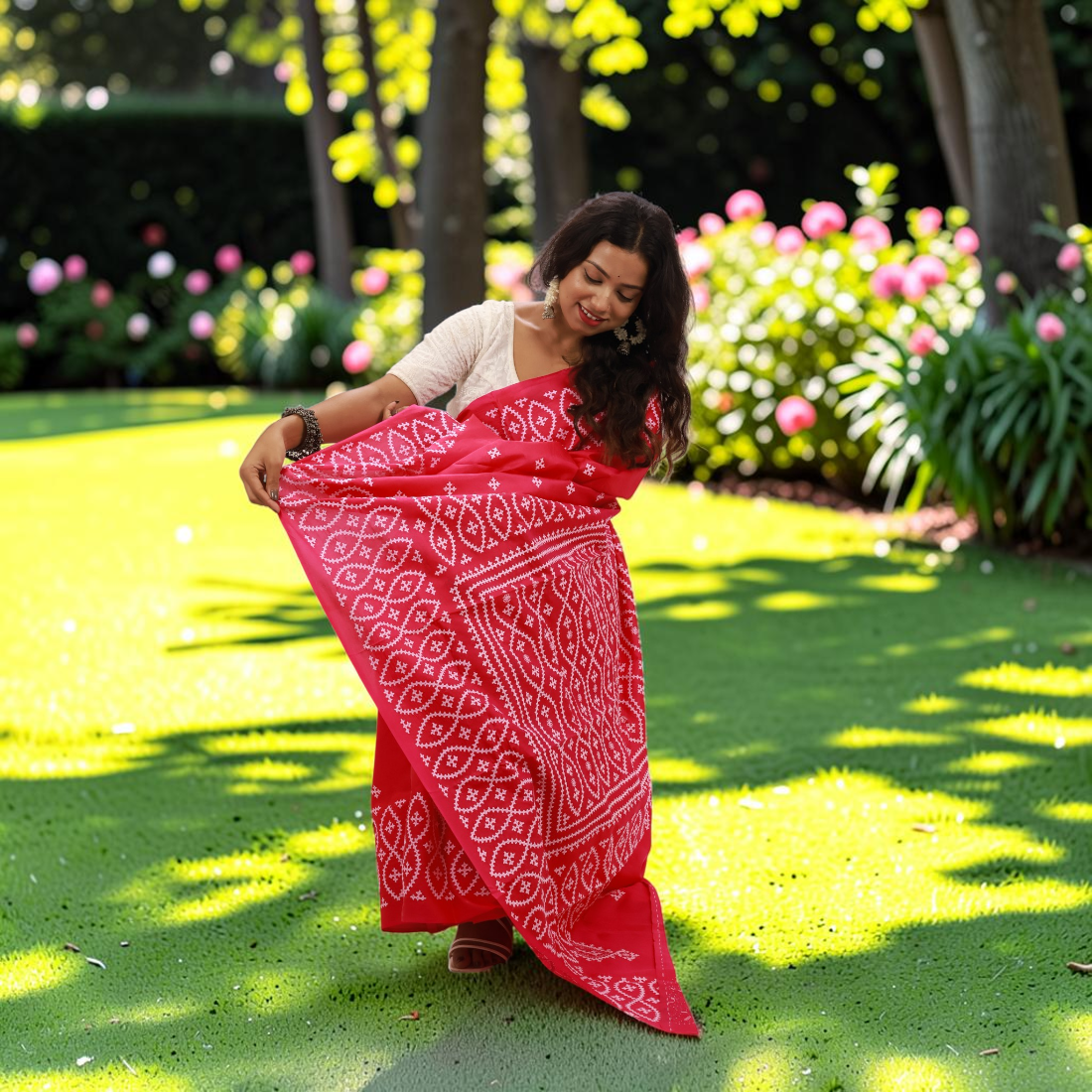 Raktima Heritage Gujarati Stitch Bangalore Silk Saree - Handcrafted Indian Art (View 6) | Art Angan