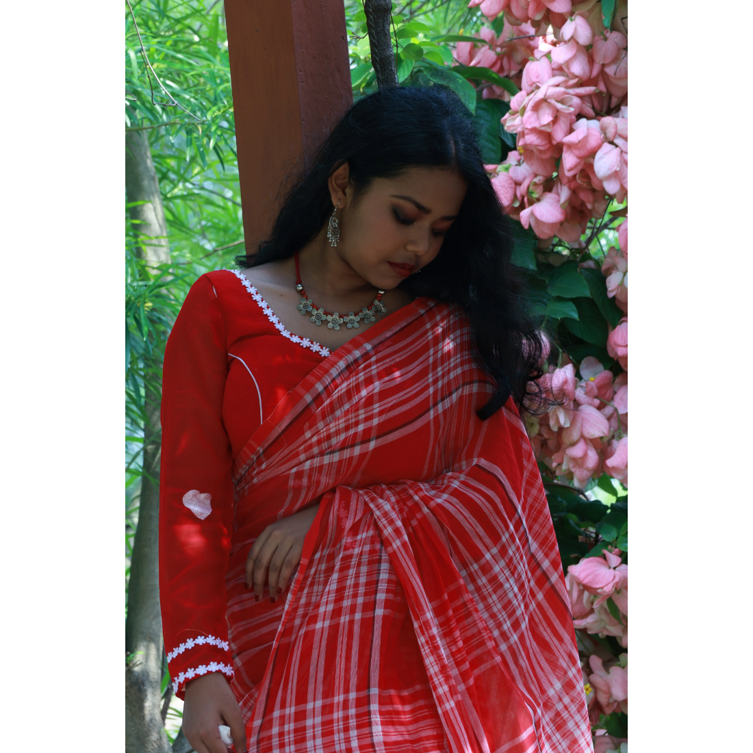 Gulika Sunrise Mul Cotton Saree - Handcrafted Indian Art (View 2) | Art Angan