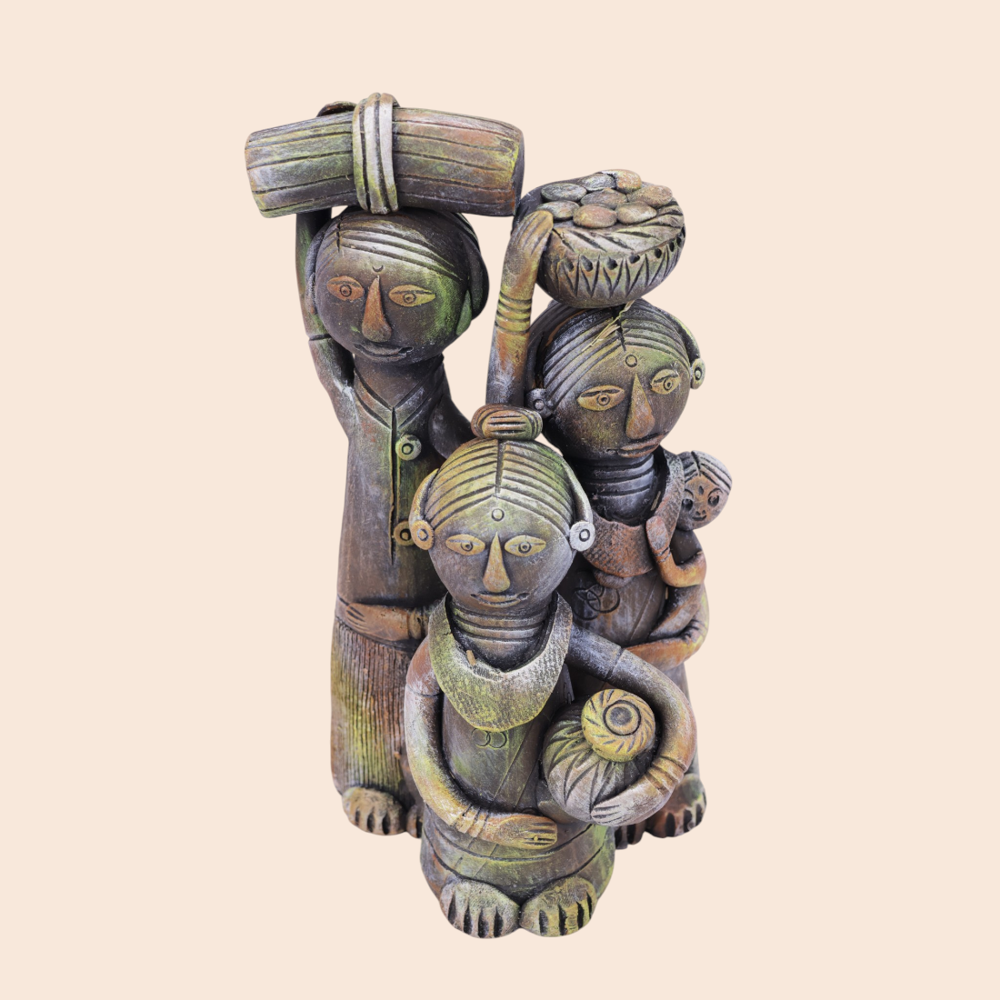 Adivashi Family(Clay show piece) - Handcrafted Indian Art (View 8) | Art Angan
