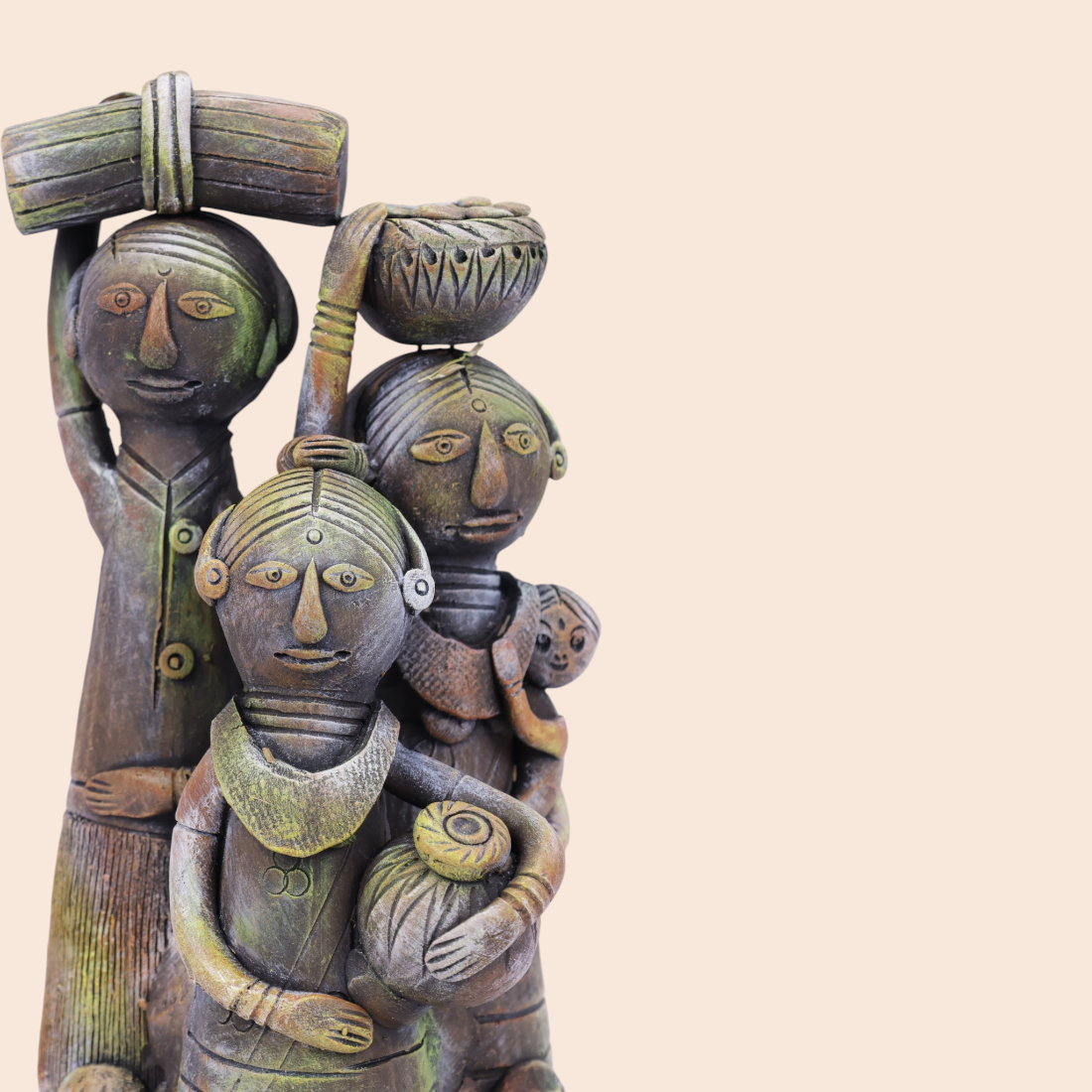Adivashi Family(Clay show piece) - Handcrafted Indian Art (View 7) | Art Angan