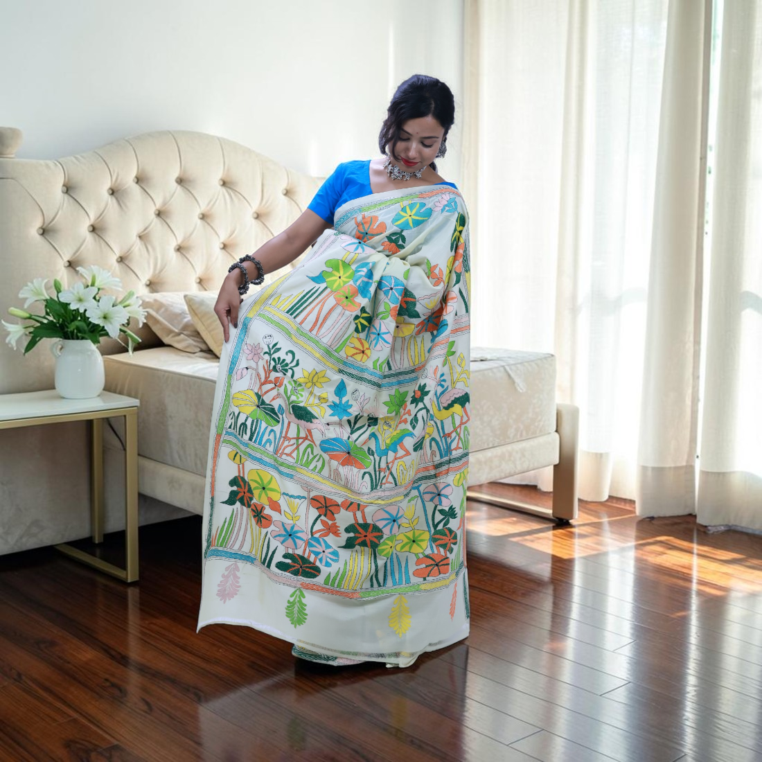 Royale Tasar Katha Silk Saree - Authentic Handcrafted Saree | Art Angan