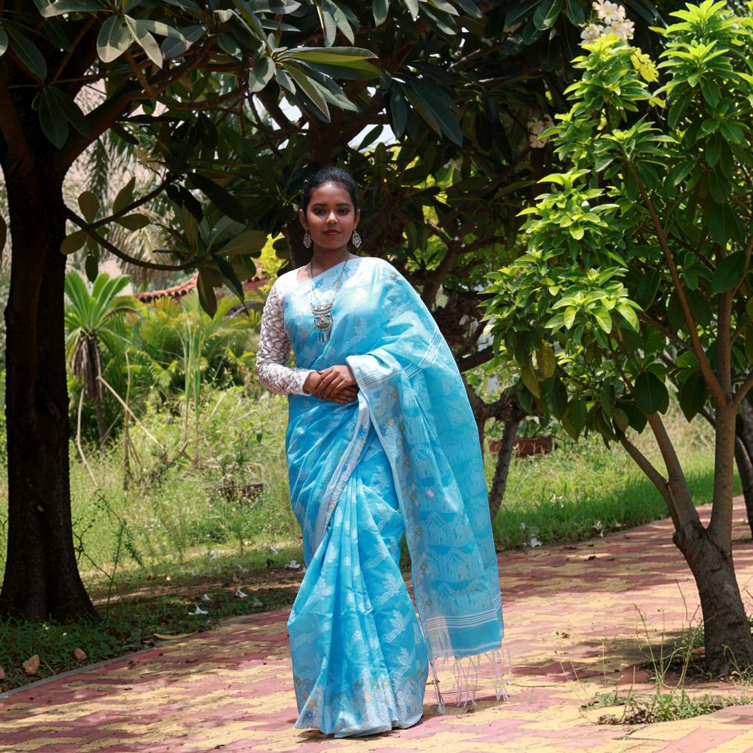 Pitambari Grace Handloom Cotton Silk Saree - Handloom Silk Collection | Art Angan